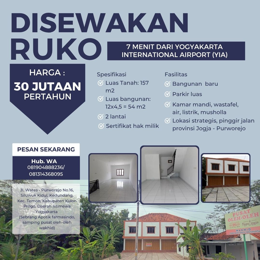 RUKO 2 LANTAI DEKAT YIA, KULON PROGO