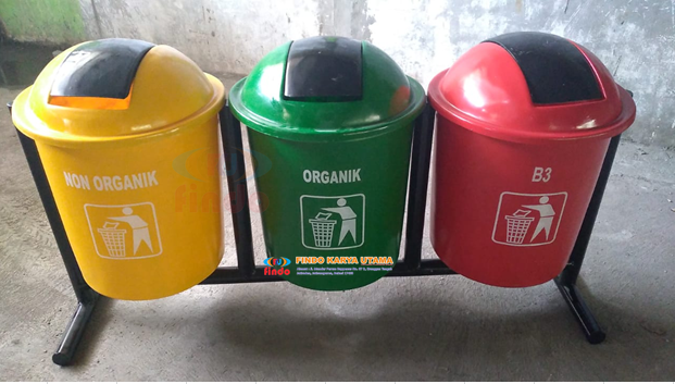 Tempat Sampah Bulat Tiga Warna 562 / Tempat Sampah