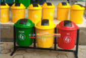 Tempat Sampah Bulat Tiga Warna 562 / Tempat Sampah