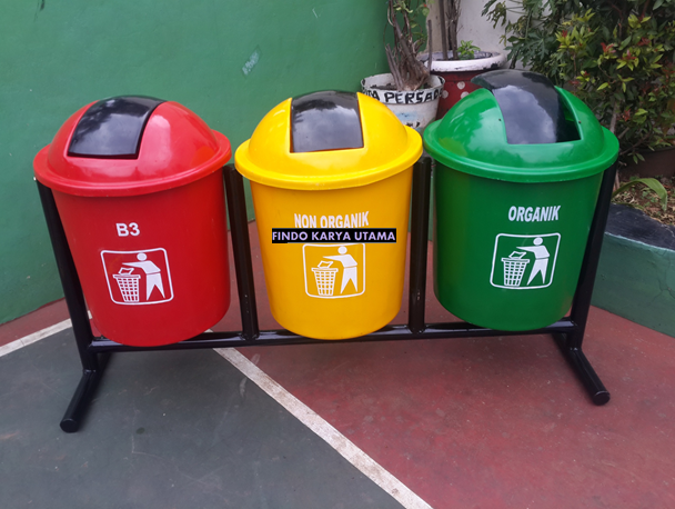 Tempat Sampah Bulat Tiga Warna 562 / Tempat Sampah