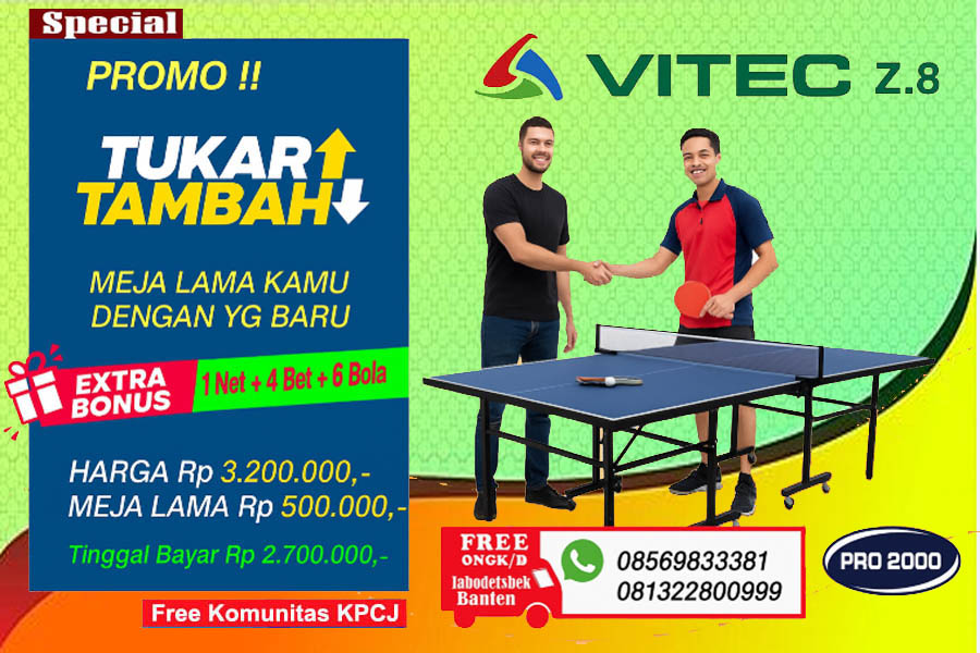 Jual Meja Pingpong VITEC Z.8 – Kualitas Pro, Harga Promo! Bo